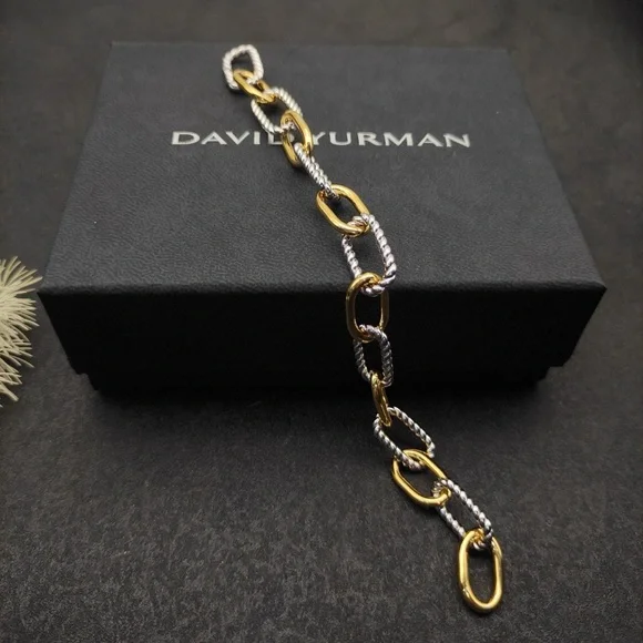 David Yurman Gold and Silver Mixed-Metal Link Bracelet - Picture 4 of 7